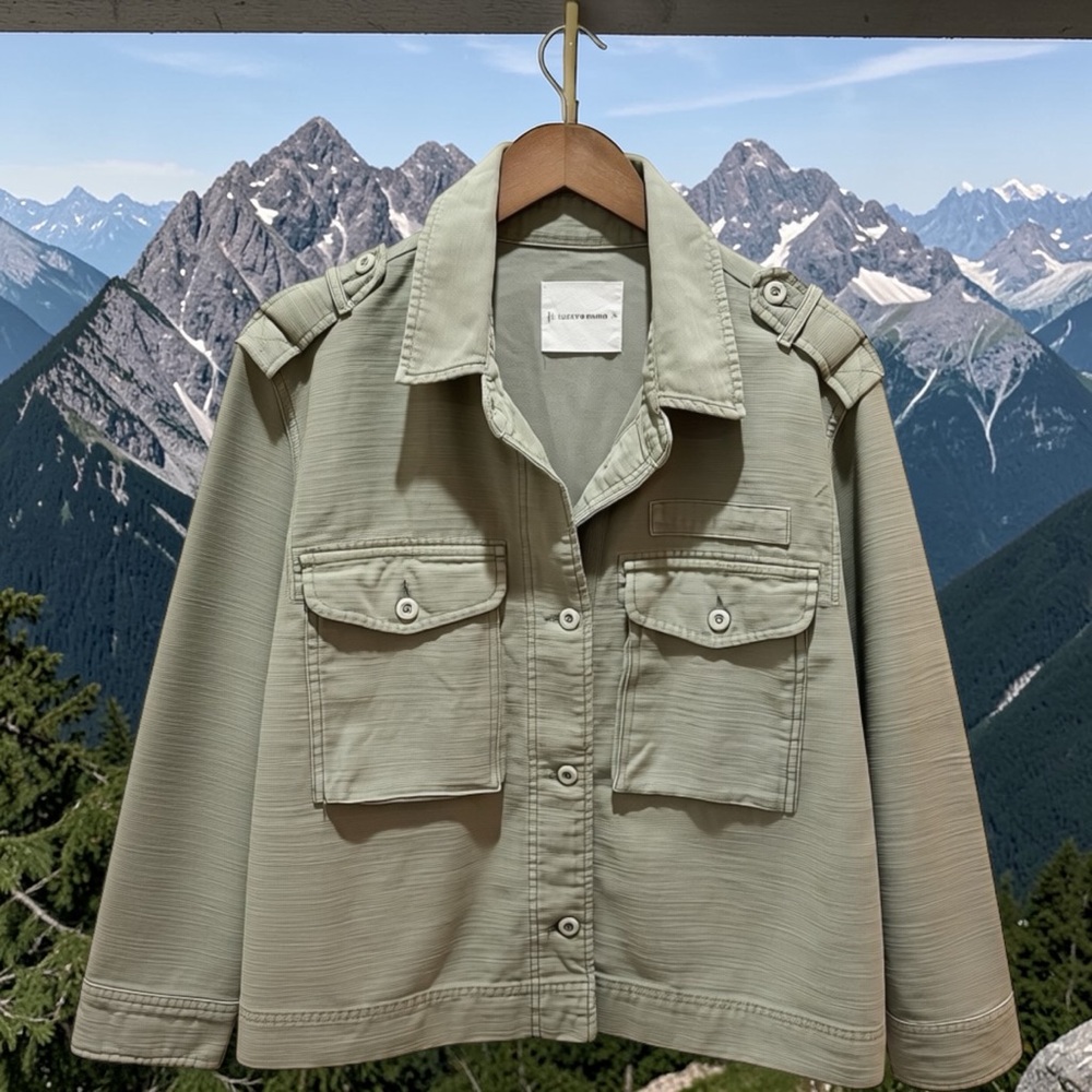 LUCKY BRAND Women’s Cropped Twill Utility Jacket. 

Non Smoking/No Pets